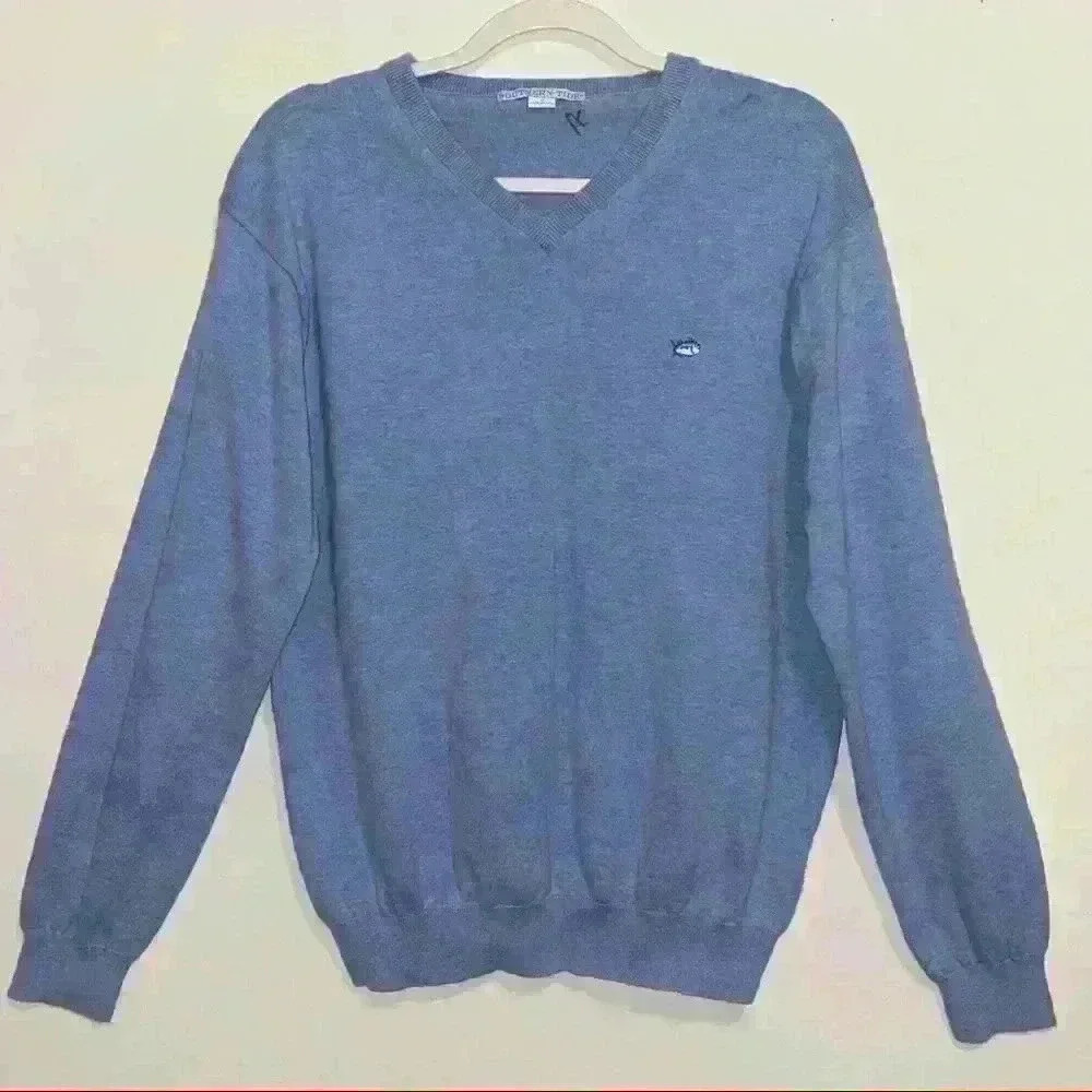 Southern Tide V-Neck Sweater Blue Medium
